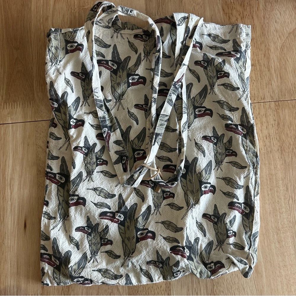 indigenous eagle and feathers cotton tote
